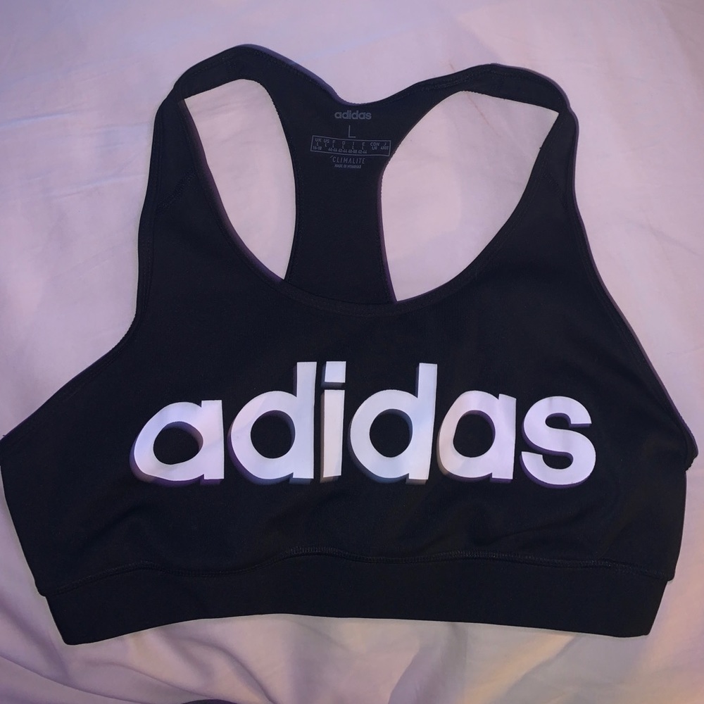 Adidas black and white sports bra